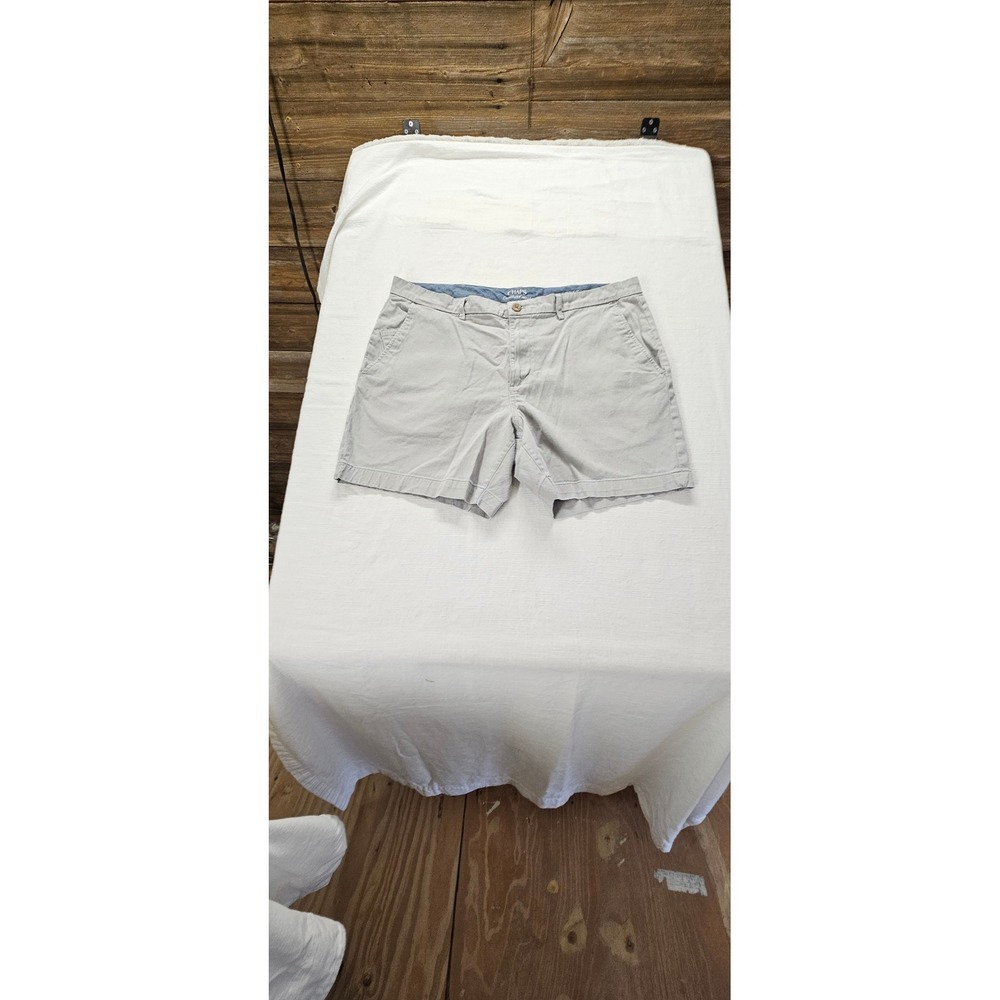 Chaps Coastland Wash Mens Khaki Stretch Chino Shorts Size 38 Flat Front Casual